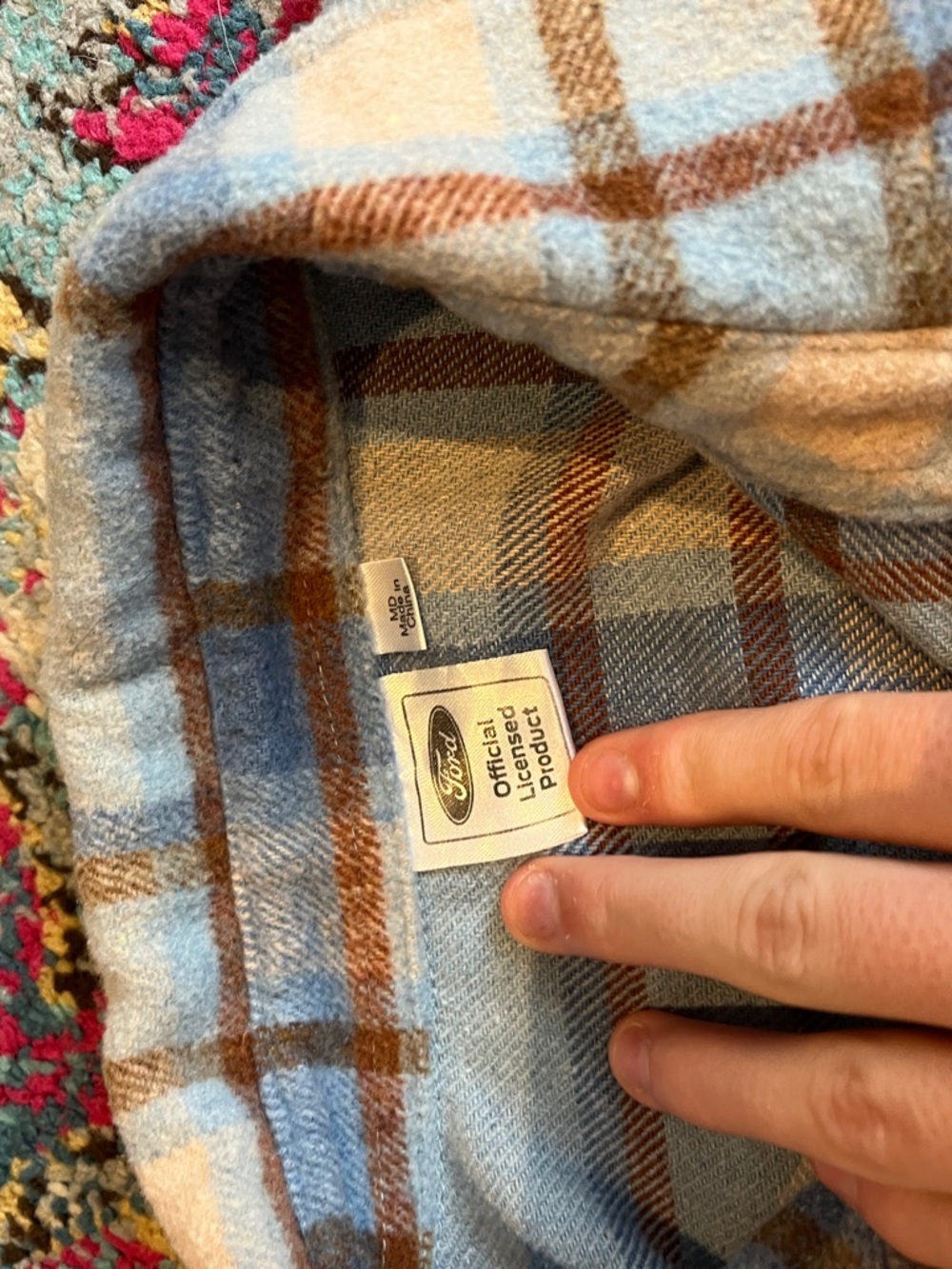 Ford Light Blue and Brown Plaid Flannel - Picture 2 of 3